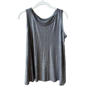 Eileen Fisher Metallic Gray Organic Linen Tank Top